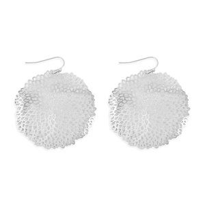 SEA CORAL ROUND FILIGREE HOOK EARRINGS - SILVER